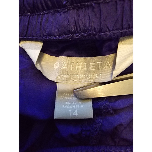 Athleta Expedition Athletic Short Purple Black Stripe 14 - Picture 4 of 5